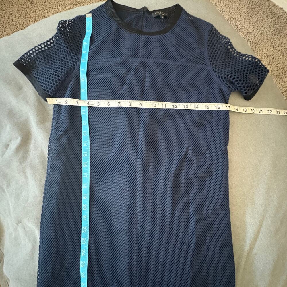 Rag and Bone Luna Mesh Dress Navy Black Sheer Overlay Size Small - Picture 7 of 10
